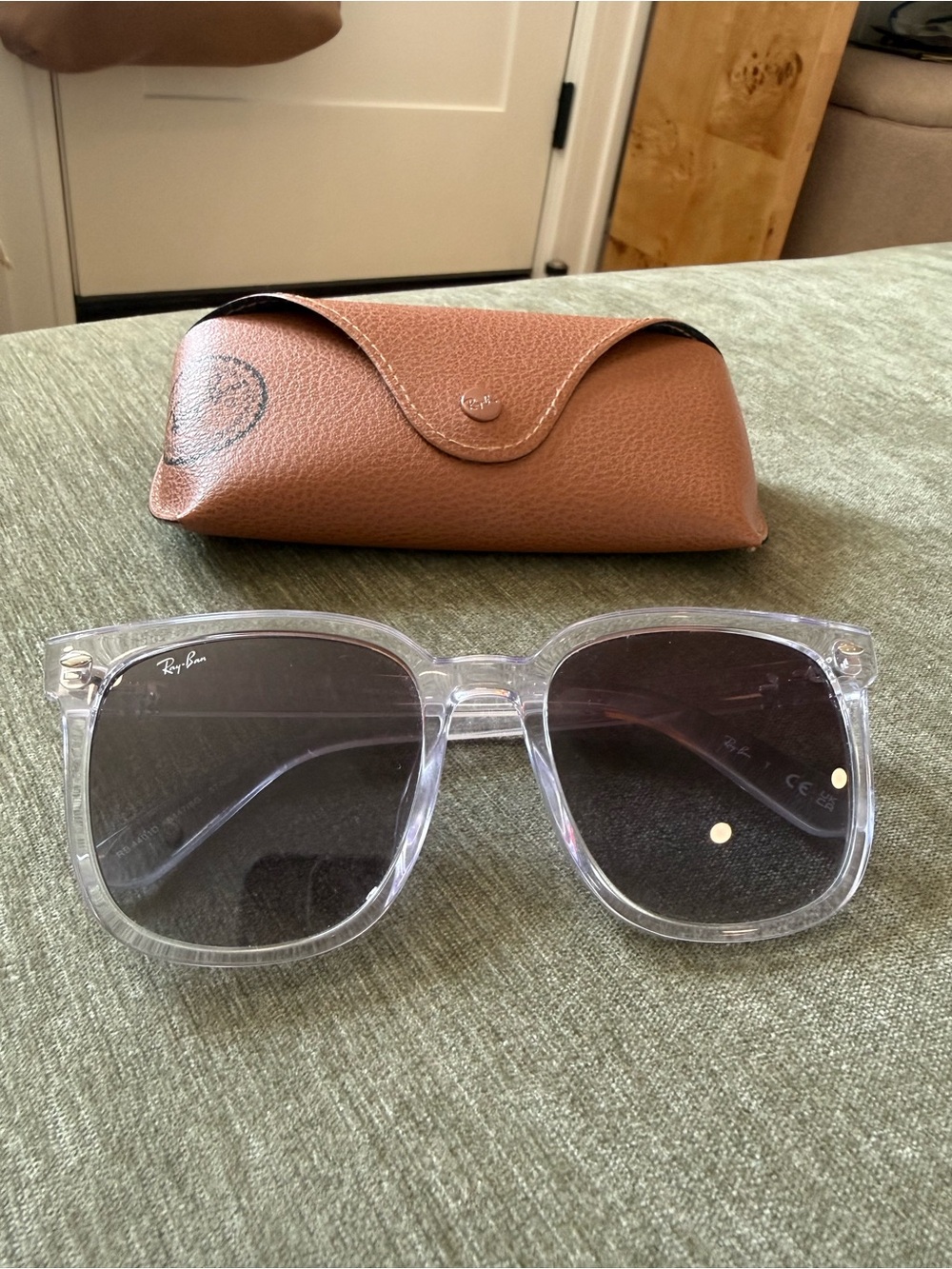 Ray-Ban Clear Frame Sunglasses with Dark Smoke Lenses